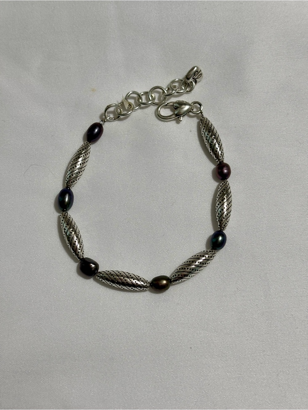 Brighton Vintage Dream Pearl Silver Plated Bracelet - Dark Grey